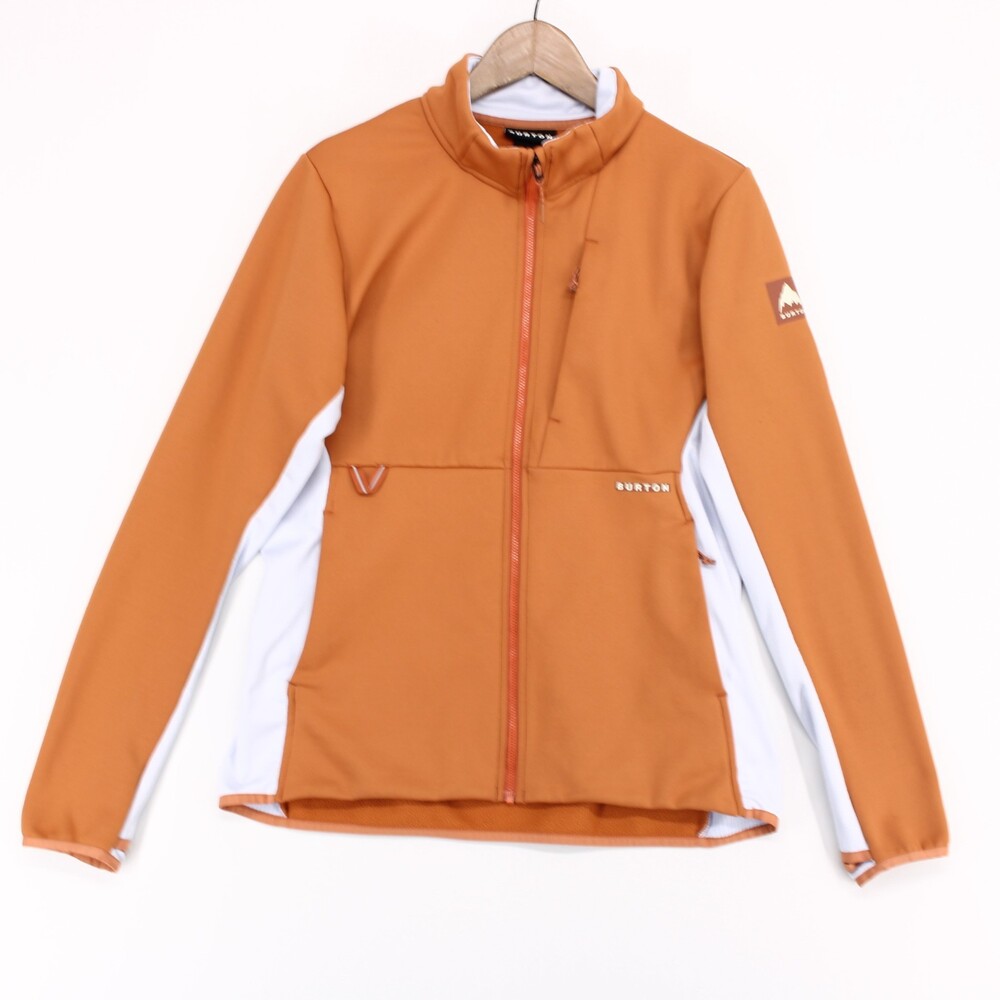 Burton Multipath Jacket Womens M Orange Performance Fleece Full Zip Thumbholes